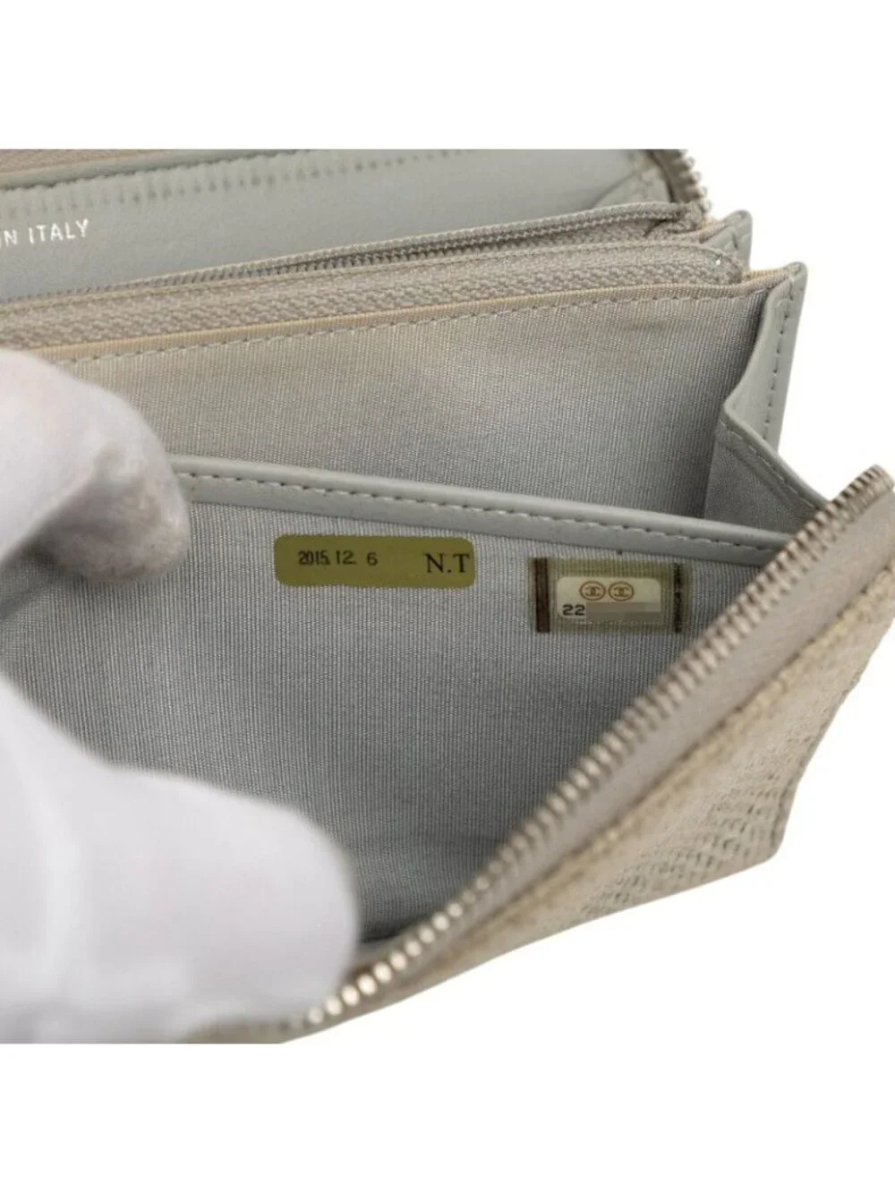 Chanel Deauville Line Zip Around Wallet Gray Tweed